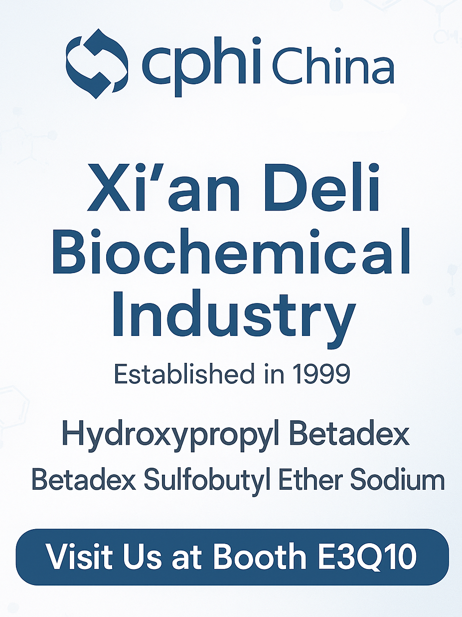 CPHI Kina 2025 Förhandsgranskning: Hydroxypropyl Betadex och Sulfobutyl Ether Sodium Solutions tar centrum på Xi’an Deli's Booth E3Q10